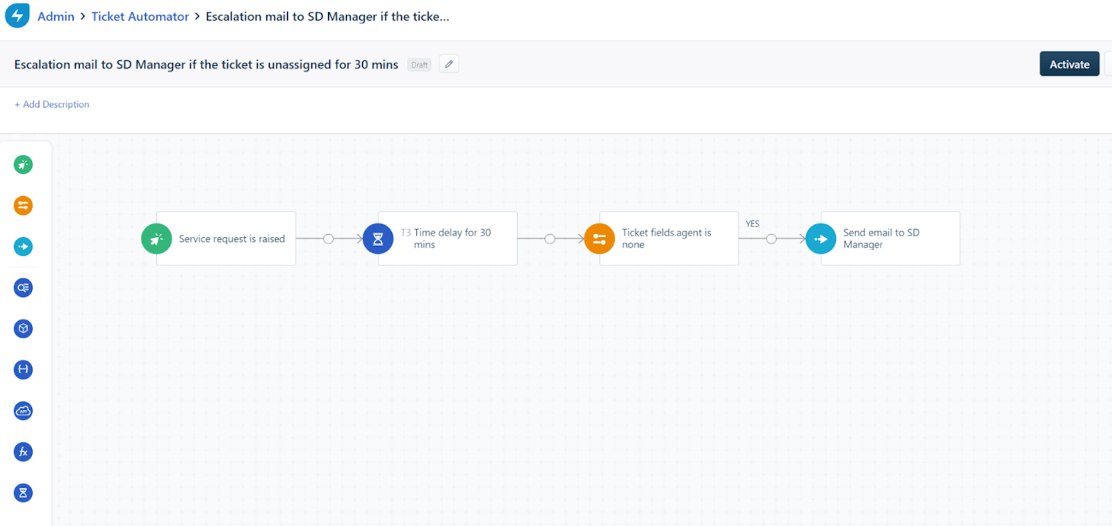 Freshservice Timer Node Workflow