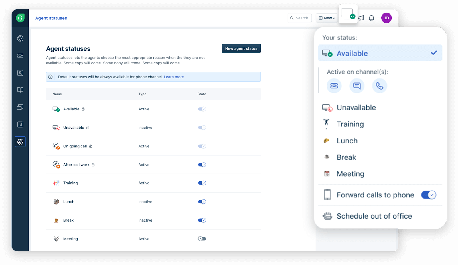 Freshdesk - Estado del agente - Agent Status